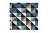 Coussin carrée forme géométrique bleue et taupe