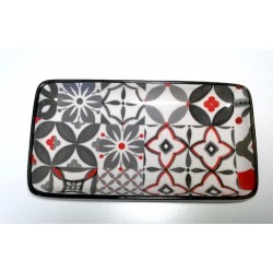 Plat rectangulaire carreau rouge PM