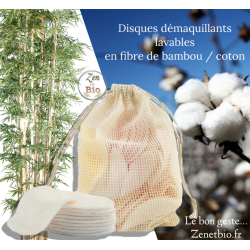 Disques démaquillants en fibres de Bambou lavables